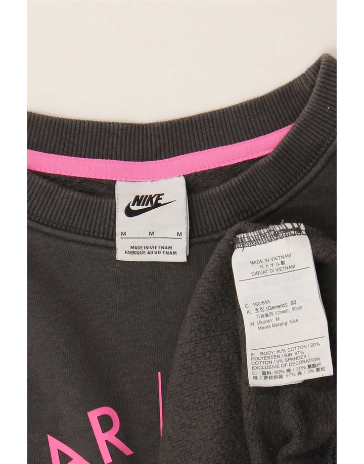 Nike Womens Graphic Oversized Sweatshirt Jumper UK 14 Medium Grey Cotton