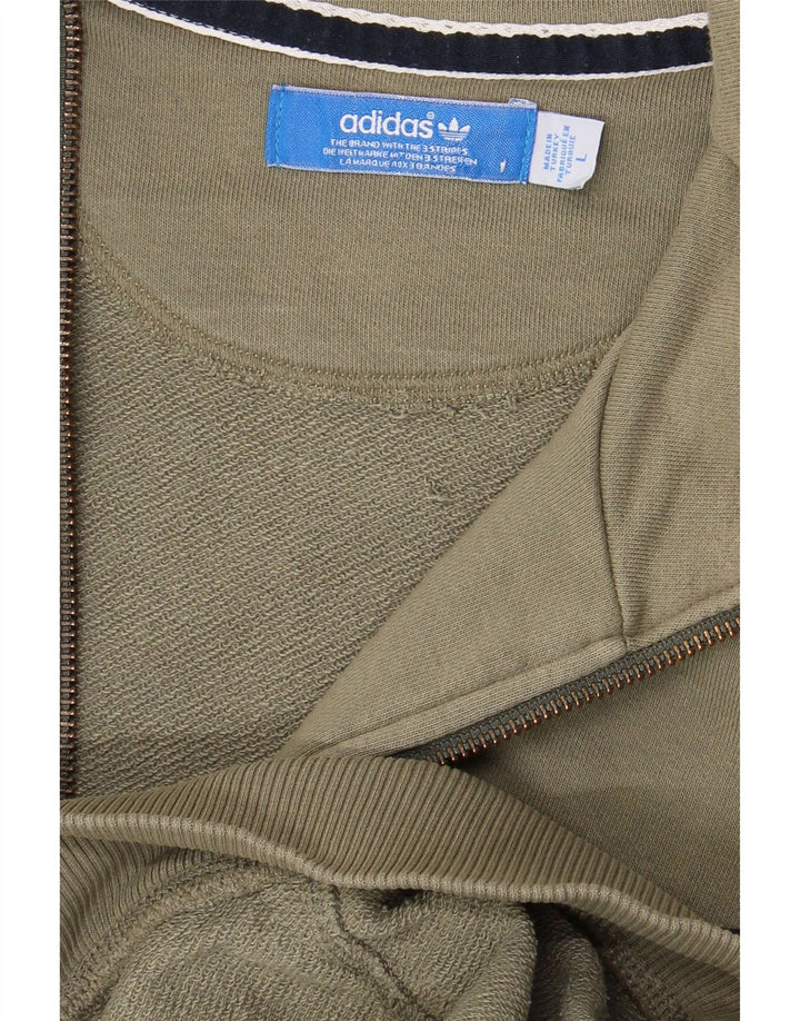ADIDAS Womens Graphic Tracksuit Top Jacket UK 16 Large Khaki
