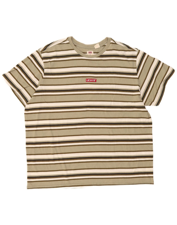 Levi's Mens Graphic T-Shirt Top XL Khaki Striped Cotton
