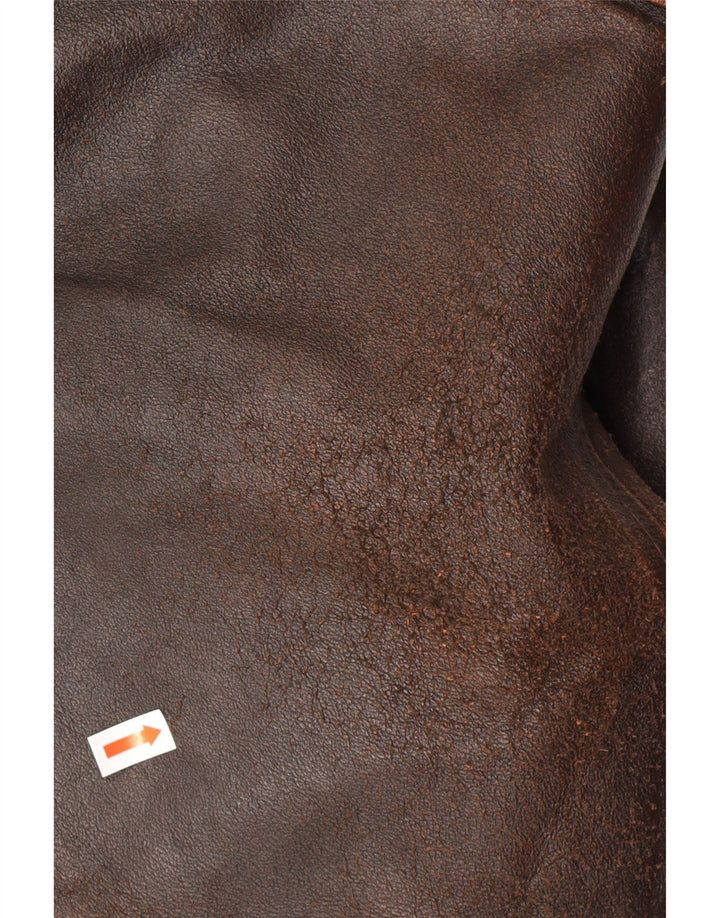 ALAN GORDON Mens Leather Jacket IT 52 XL Brown Leather