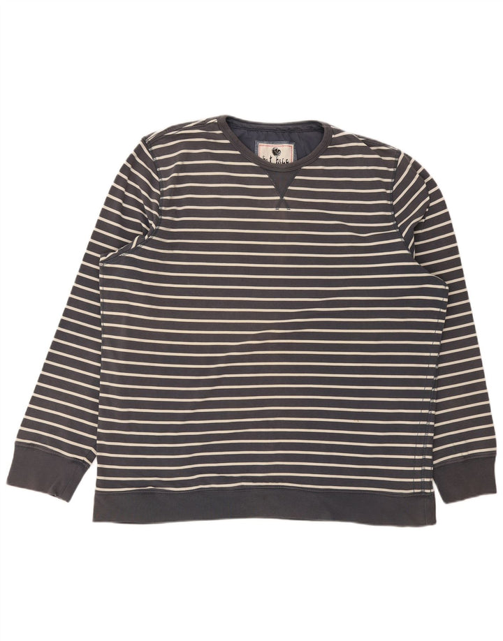 Fat Face Mens Sweatshirt Jumper 2XL Grey Striped Cotton