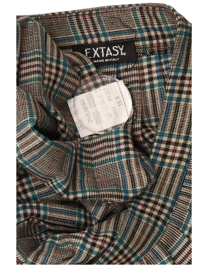 Vintage Womens Knife Pleated Skirt Small W28  Grey Plaid Polyester