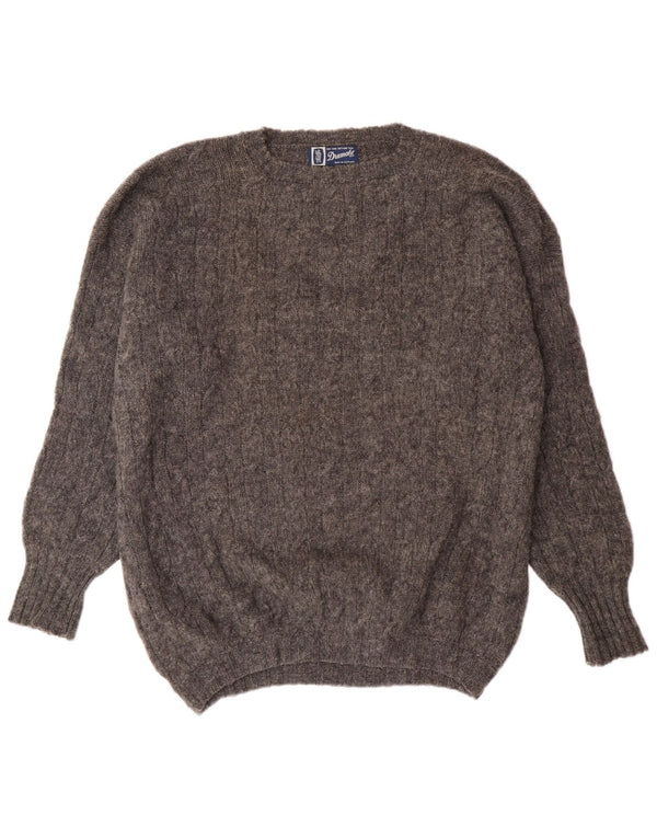 Drumohr Mens Crew Neck Jumper Sweater XL Grey Wool