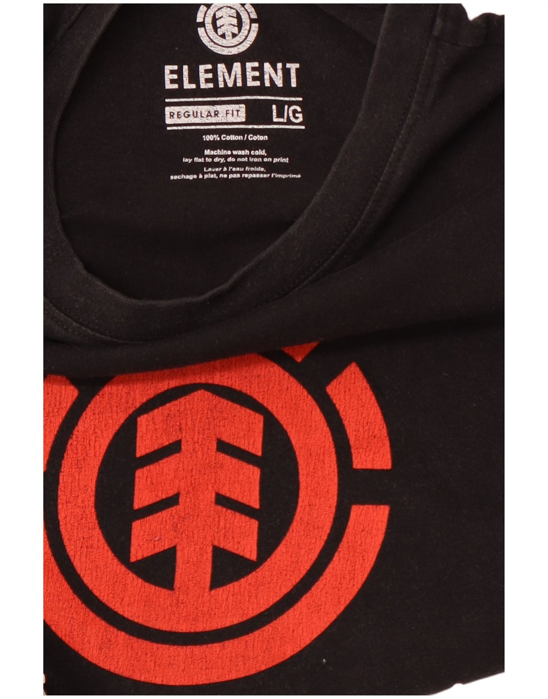 ELEMENT Mens Regular Fit Graphic T-Shirt Top Large Black Cotton