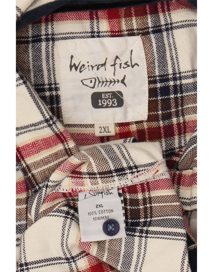 WEIRD FISH Mens Flannel Shirt 2XL Multicoloured Plaid Cotton