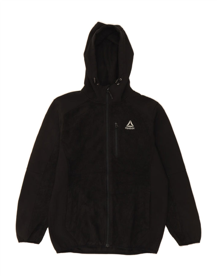 REEBOK Mens Zip Hoodie Sweater Medium Black Polyester Vintage Reebok and Second-Hand Reebok from Messina Hembry 
