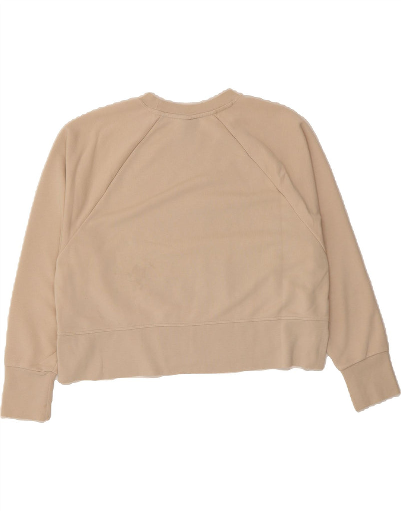 NIKE Womens Oversized Graphic Crop Sweatshirt Jumper UK 14 Medium Beige Vintage Nike and Second-Hand Nike from Messina Hembry 