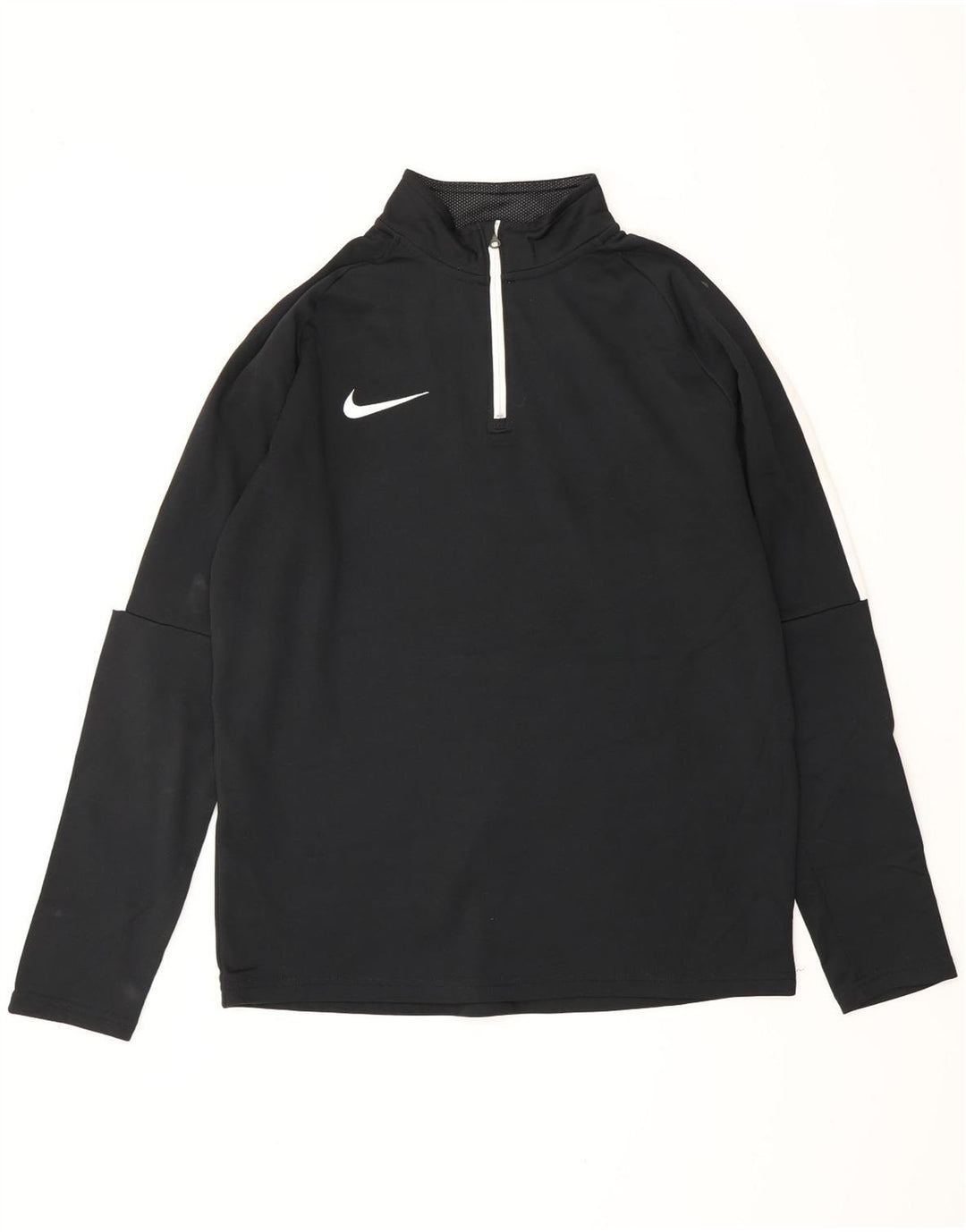 NIKE Mens Dri Fit Zip Neck Pullover Tracksuit Top Medium Black Colourblock