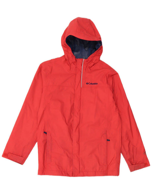 COLUMBIA Womens Hooded Rain Jacket UK 12 Medium Red Nylon