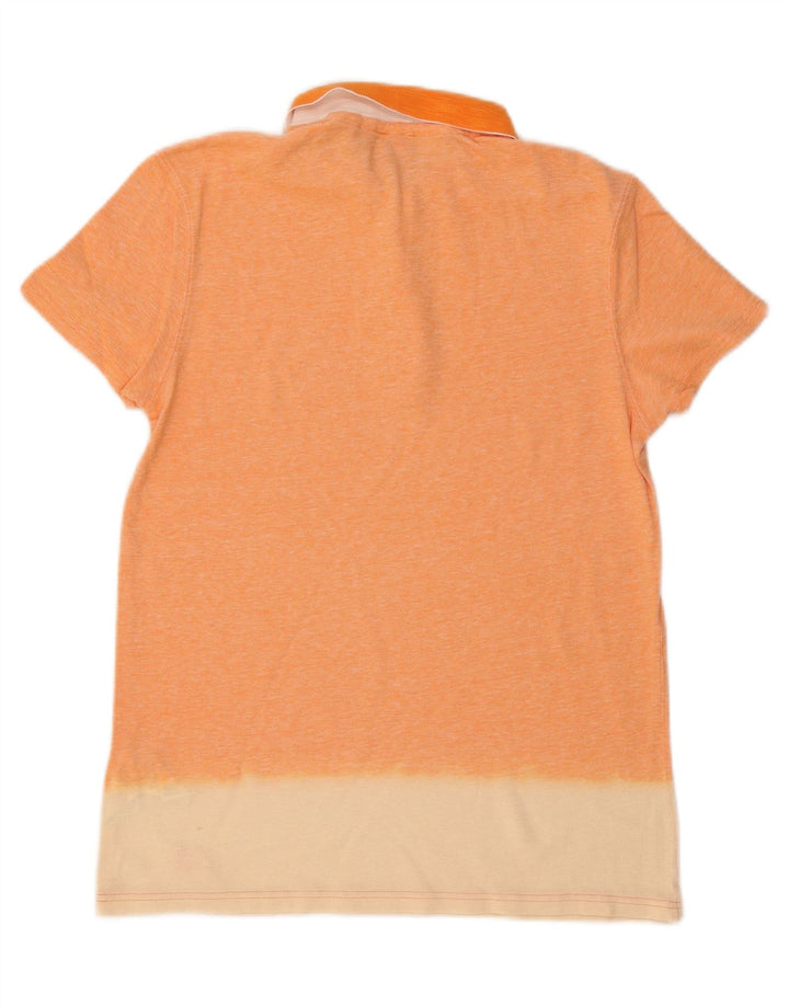 HUGO BOSS Mens Polo Shirt Medium Orange Colourblock Cotton