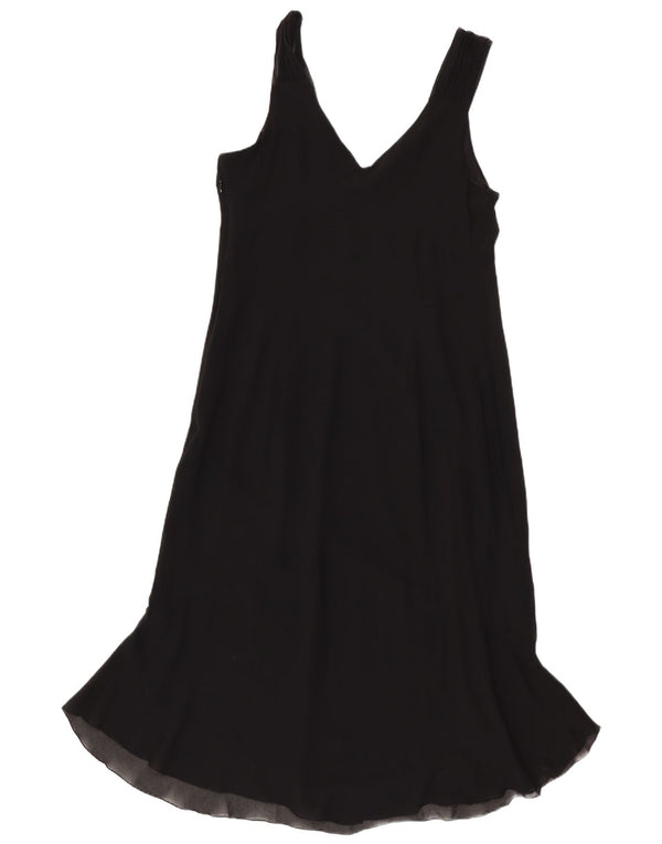Maska Womens Sleeveless A-Line Dress UK 14 Medium  Black Silk