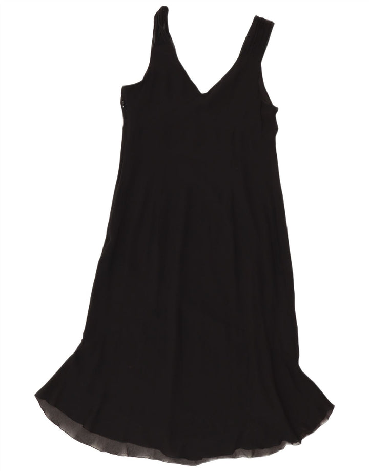 Maska Womens Sleeveless A-Line Dress UK 14 Medium  Black Silk