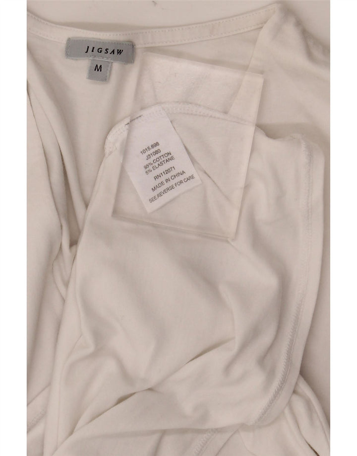 JIGSAW Womens Top Long Sleeve UK 12 Medium White Cotton