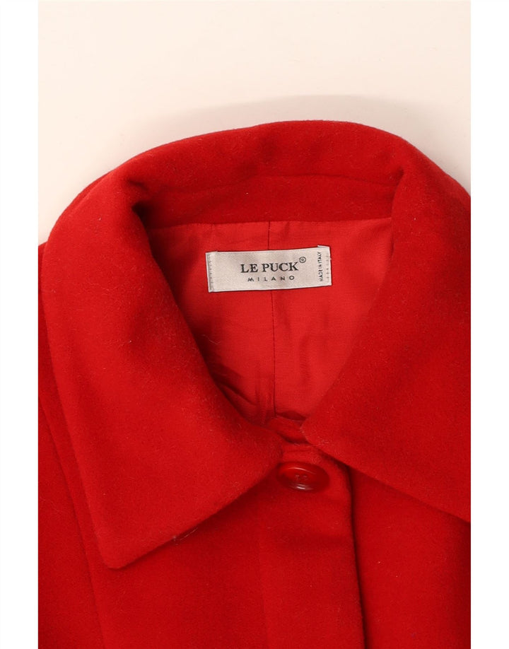LE PUCK Womens Overcoat UK 10 Small Red