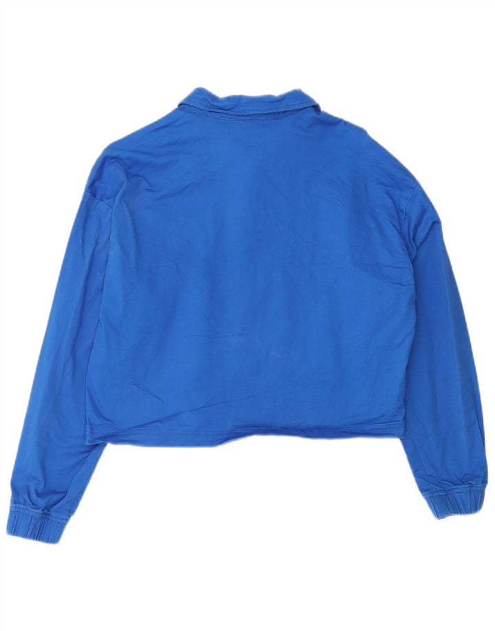 PUMA Womens Crop Bomber Jacket UK 14 Medium Blue Cotton