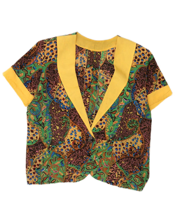 VINTAGE Womens Short Sleeve Blazer Jacket UK 14 Large Multicoloured