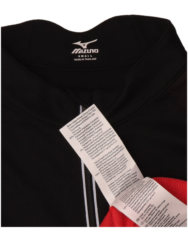 Mizuno Mens Zip Neck Pullover Tracksuit Top Small Black Colourblock