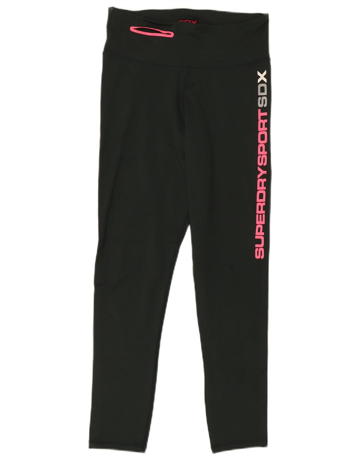 SUPERDRY Womens Graphic Leggings UK 10 Small  Green Polyamide