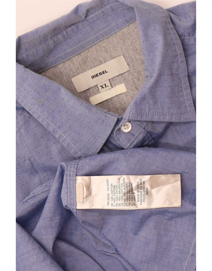 Diesel Mens Shirt XL Blue Cotton