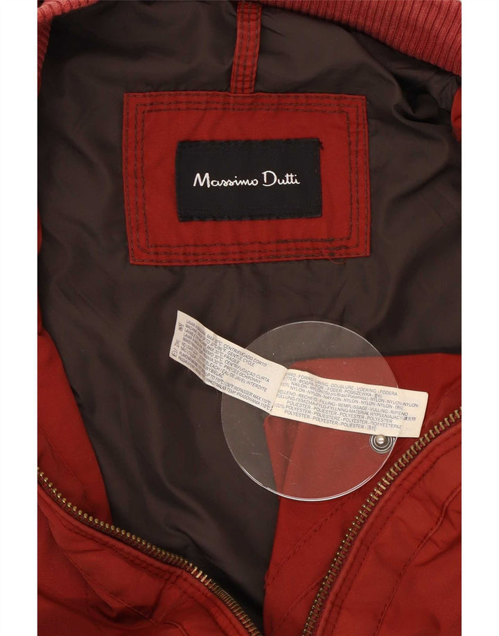 Massimo Dutti Mens Bomber Jacket UK 40 Large Red Nylon