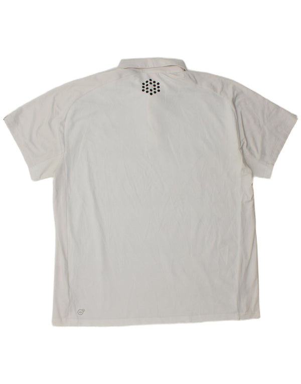 PUMA Mens Polo Shirt 2XL White Pinstripe Polyester