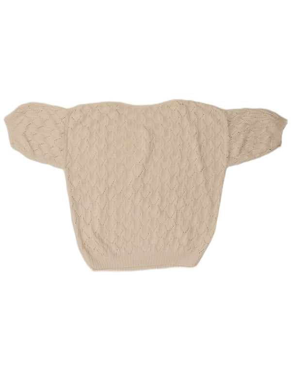 VINTAGE Womens Oversized Crew Neck Jumper Sweater UK 18 XL White