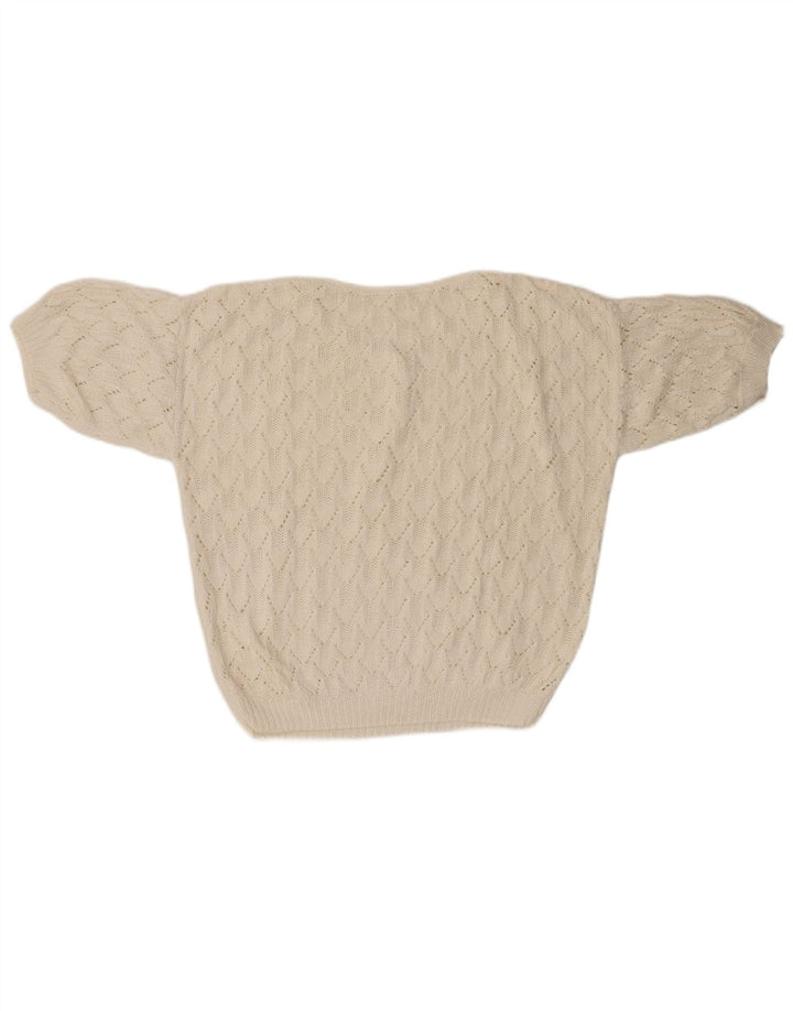 VINTAGE Womens Oversized Crew Neck Jumper Sweater UK 18 XL White