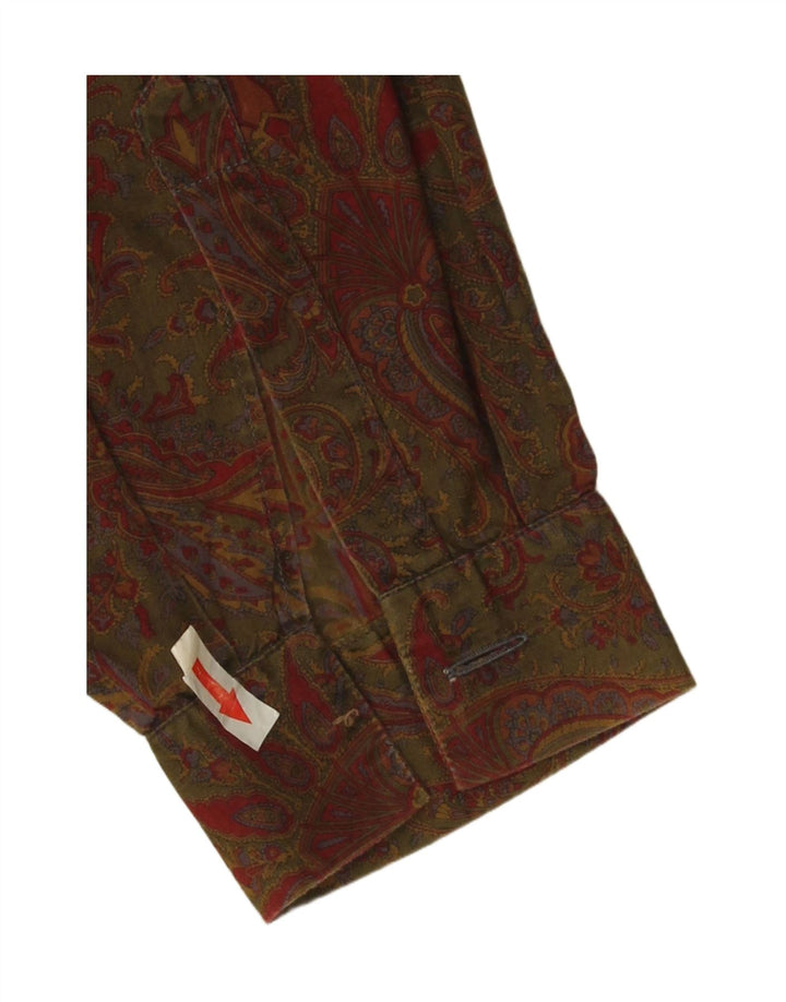 Calbros Womens Oversized Pullover Shirt IT 44 Medium Khaki Paisley Cotton