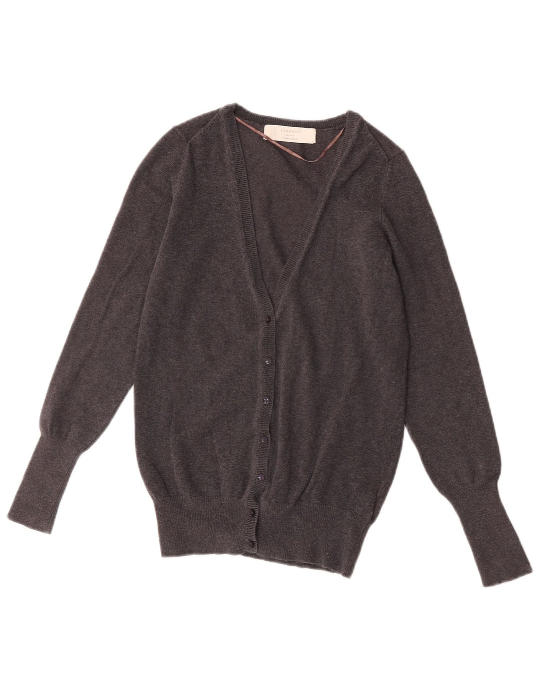 Zara Womens Cardigan Sweater UK 12 Medium Grey Cotton