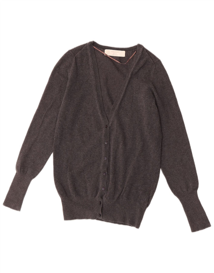 Zara Womens Cardigan Sweater UK 12 Medium Grey Cotton