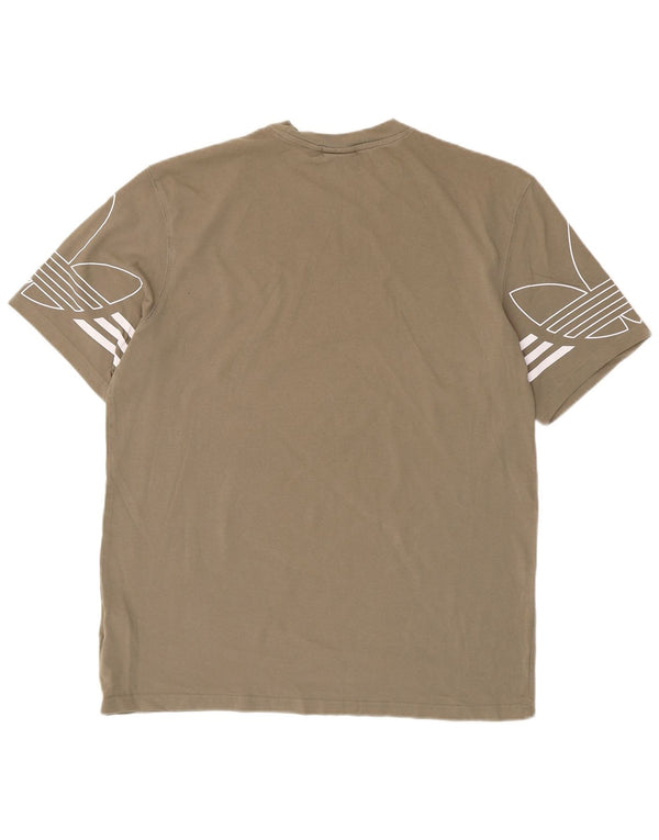 Adidas Mens Graphic T-Shirt Top Medium Khaki Cotton