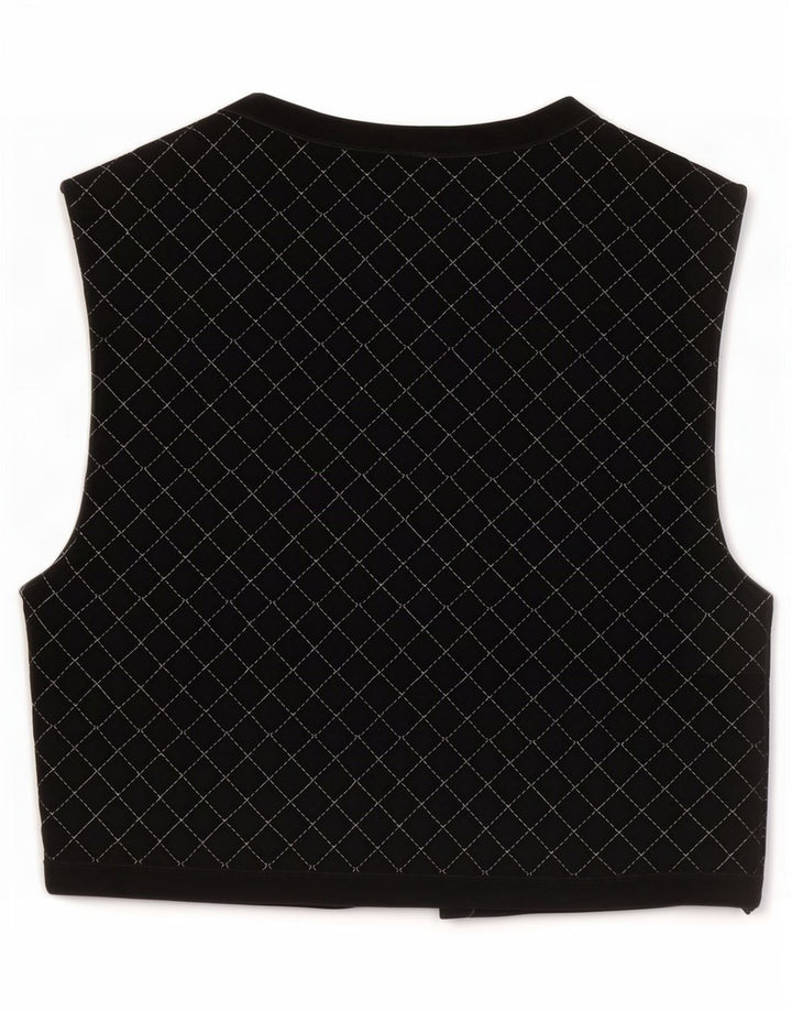 C&A Womens OPEN Waistcoat EU 38 Medium Black Check Cotton