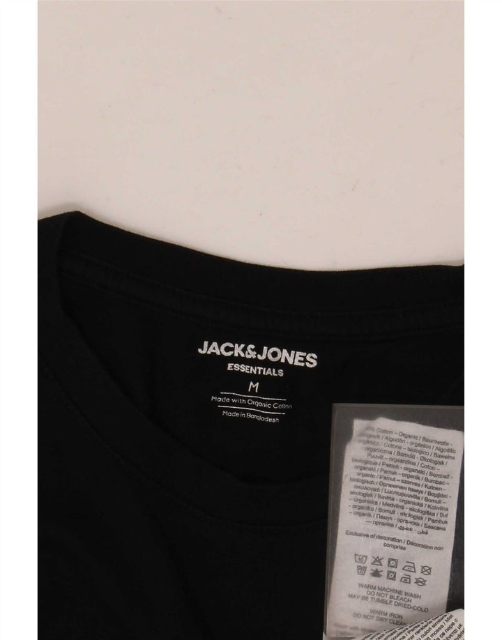 Jack & Jones Mens T-Shirt Top Medium Black Cotton