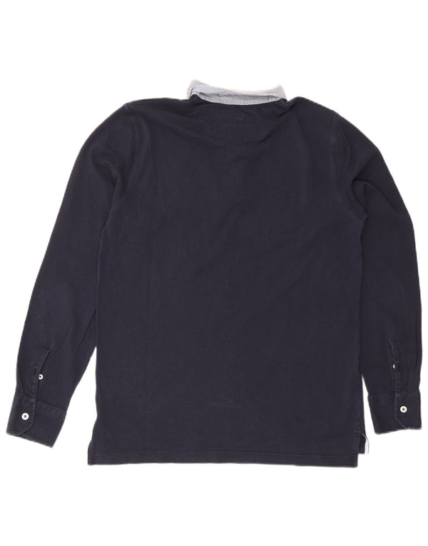 Harmont & Blaine Mens Long Sleeve Rugby Polo Shirt Large Navy Blue Cotton
