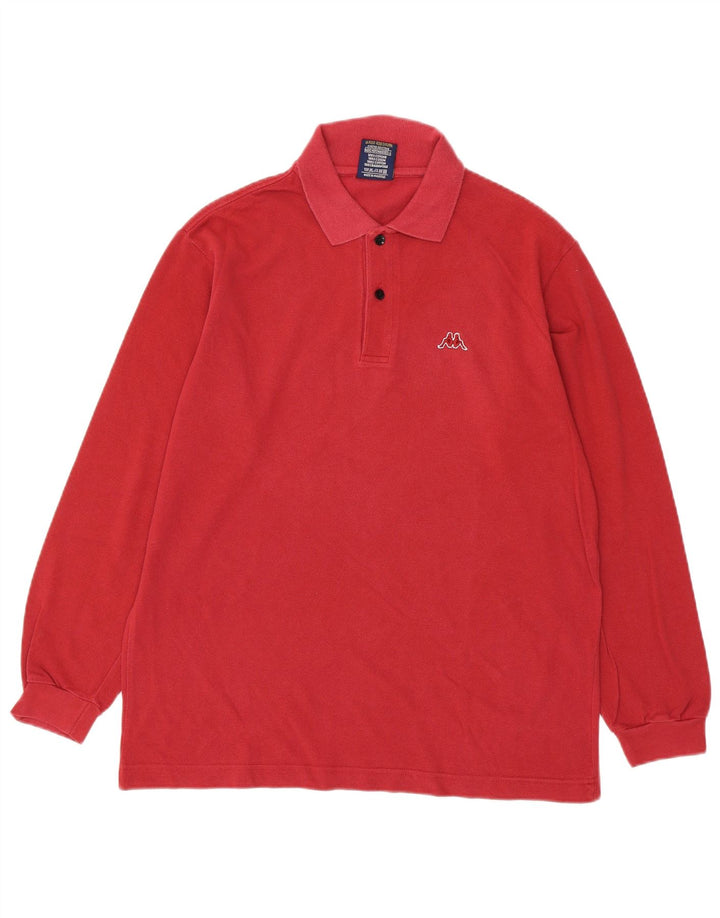 Kappa Mens Long Sleeve Polo Shirt Medium Red Cotton
