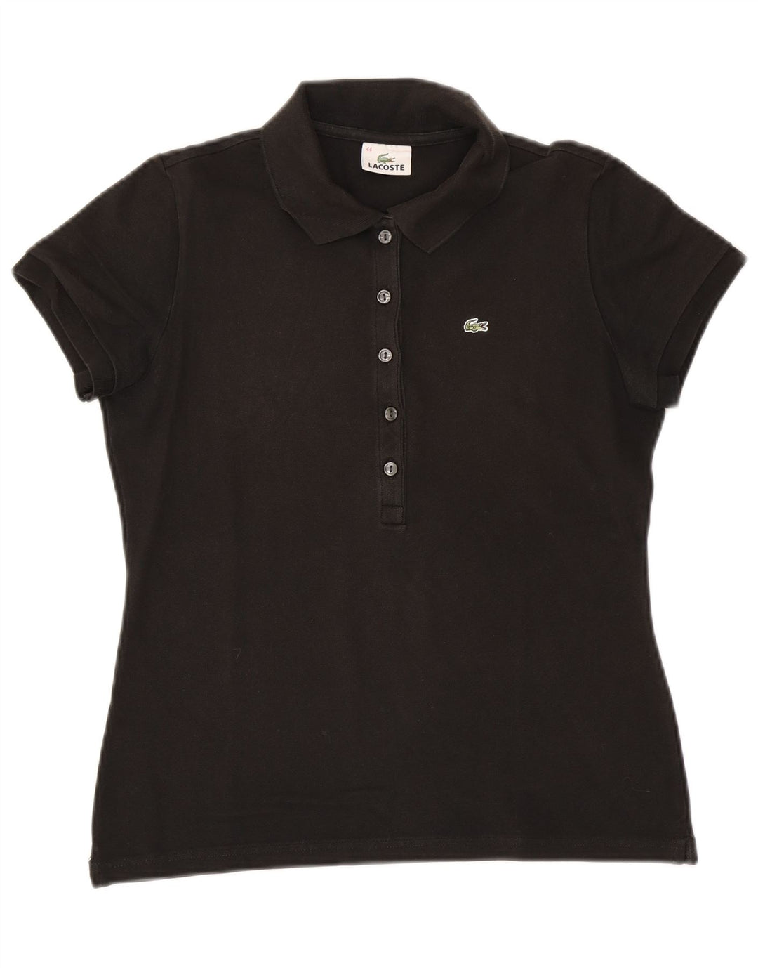 Lacoste Womens Polo Shirt Size 44 Large Black Cotton