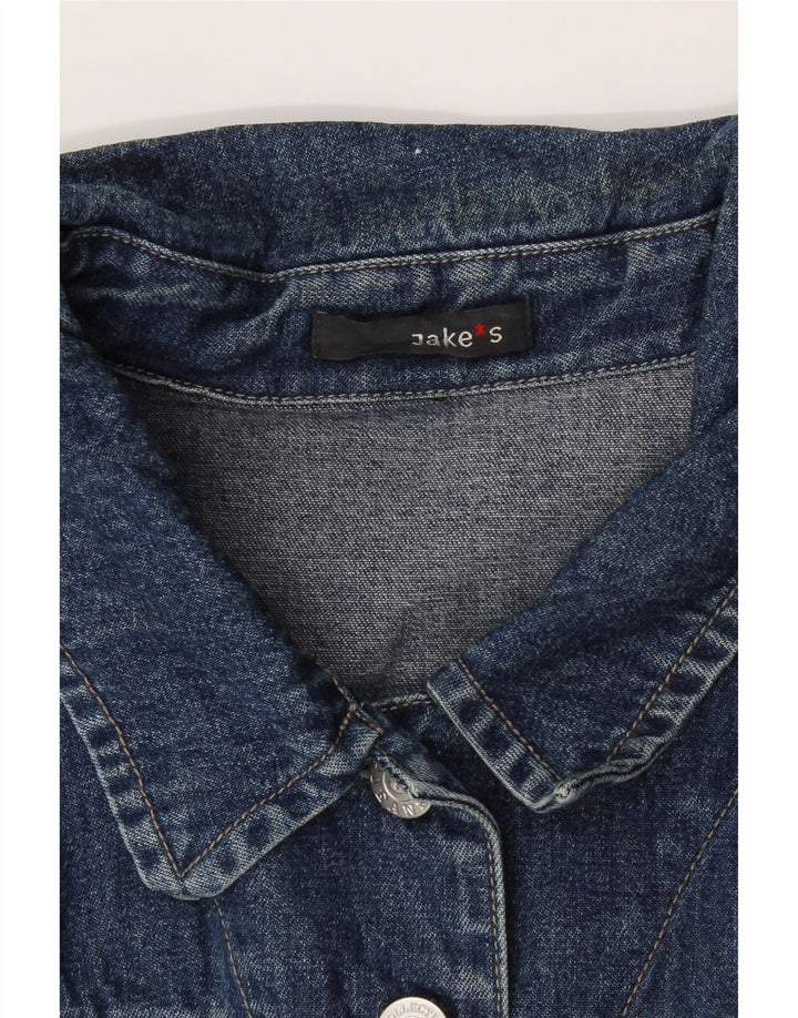 JAKE'S Womens Denim Jacket UK 14 Medium Navy Blue Cotton Vintage Jake's and Second-Hand Jake's from Messina Hembry 
