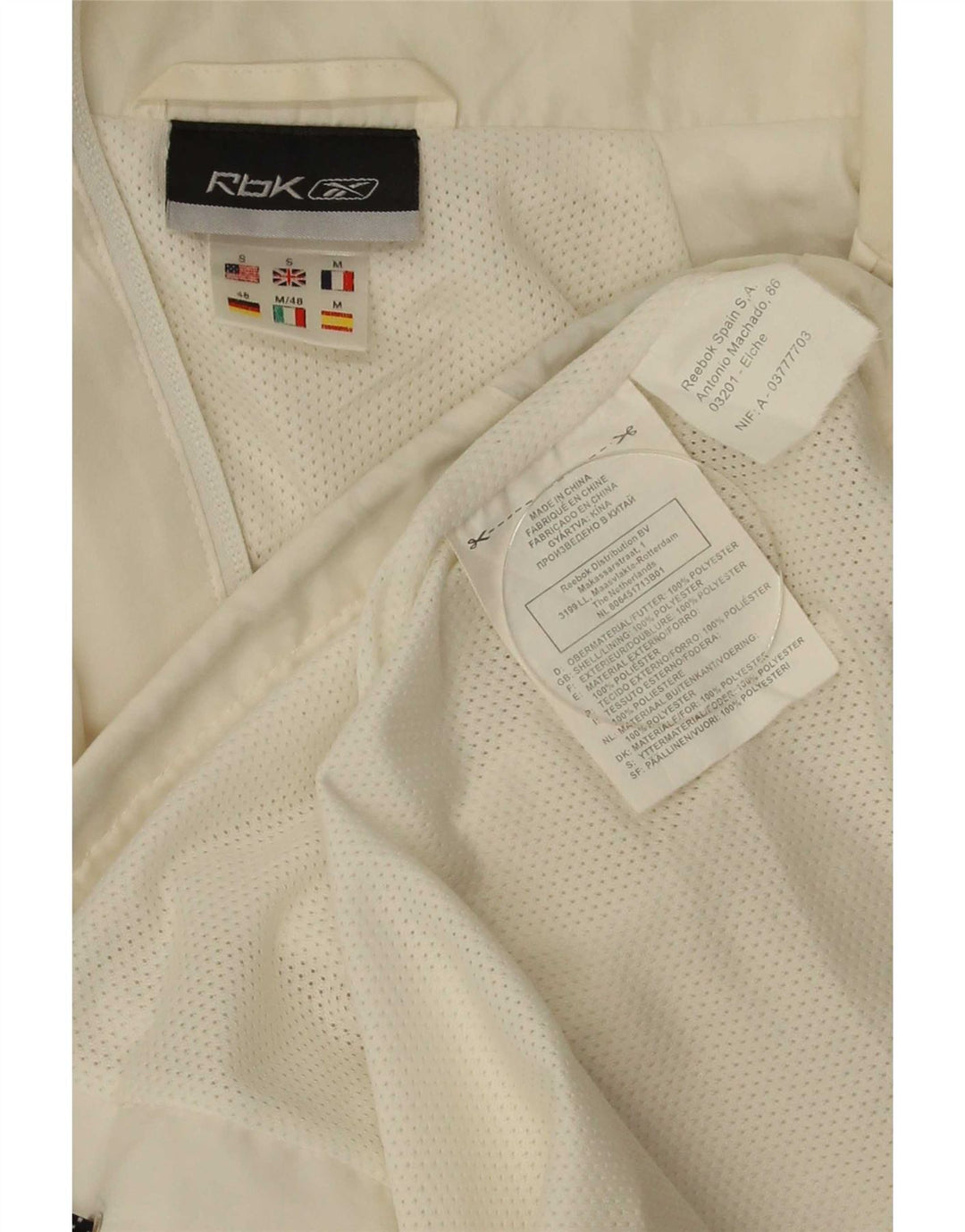 Reebok Mens Tracksuit Top Jacket Small White Colourblock Polyester