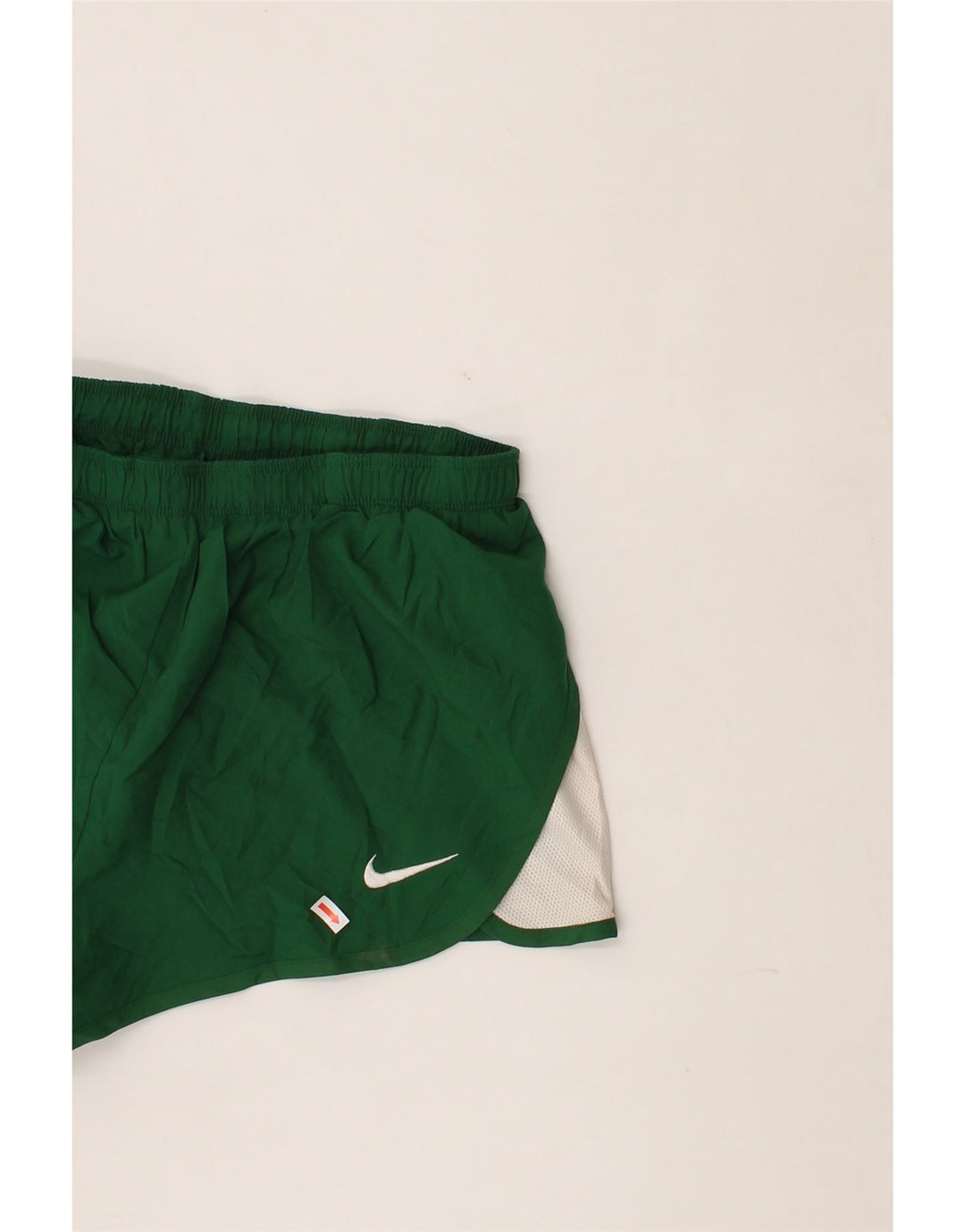 NIKE Womens Dri Fit Sport Shorts UK 14 Medium Green Colourblock Polyester Vintage Nike and Second-Hand Nike from Messina Hembry 