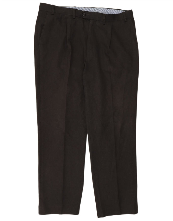 Marks & Spencer Mens Straight Suit Trousers W38 L31 Grey Polyester