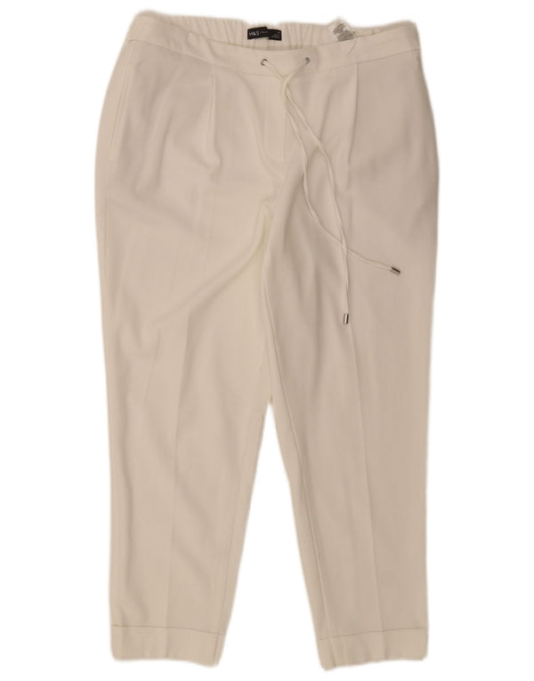 Marks & Spencer Womens Pegged Chino Trousers UK 14 Large W32 L25 White
