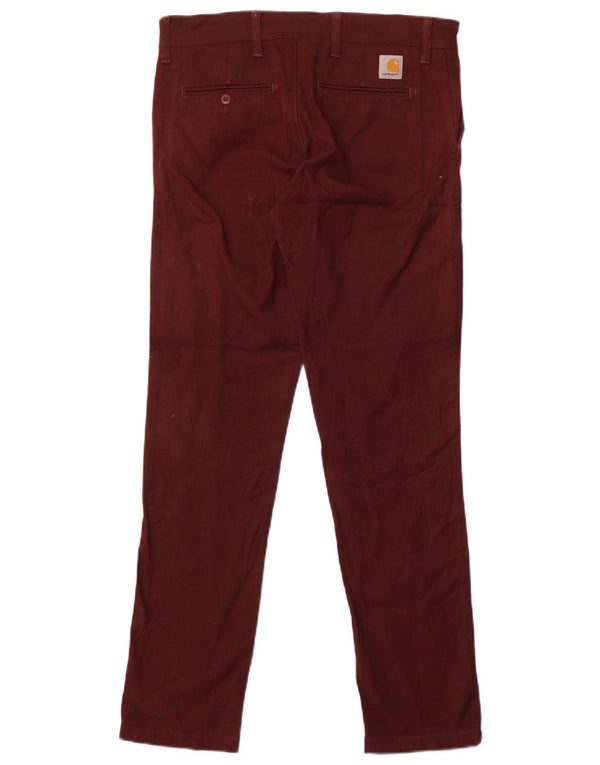 Carhartt Mens Skinny Chino Trousers W31 L32 Burgundy Cotton
