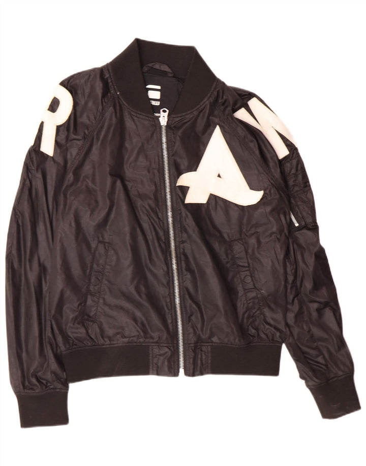 G-Star Mens Graphic Bomber Jacket UK 38 Medium Black Polyamide