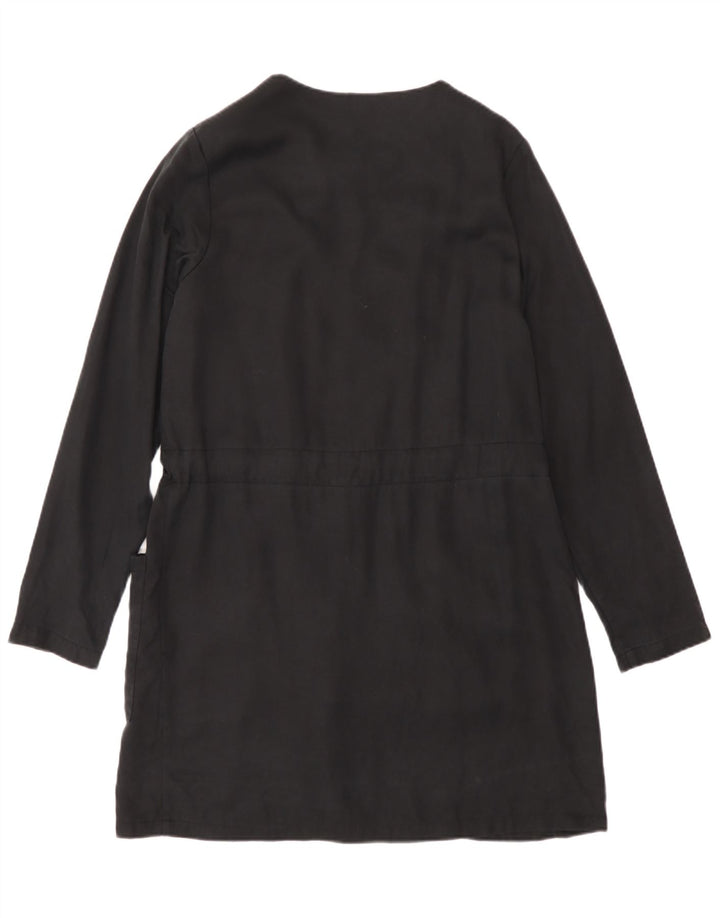 Zara Womens Full Zip Blazer Jacket UK 6 XS Black Lyocell