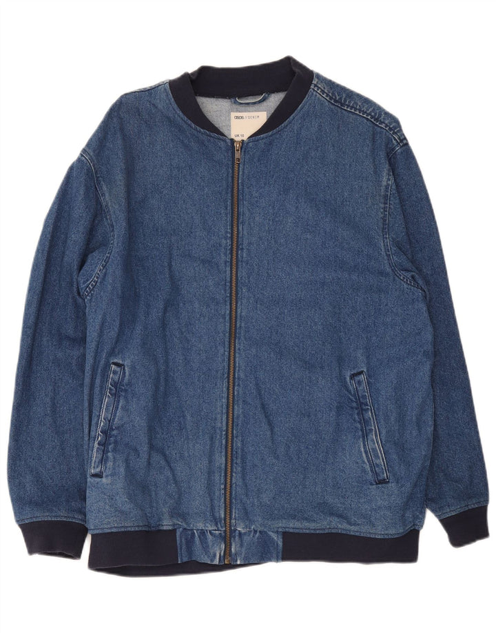 Asos Womens Oversized Denim Jacket UK 10 Small Blue Colourblock Cotton
