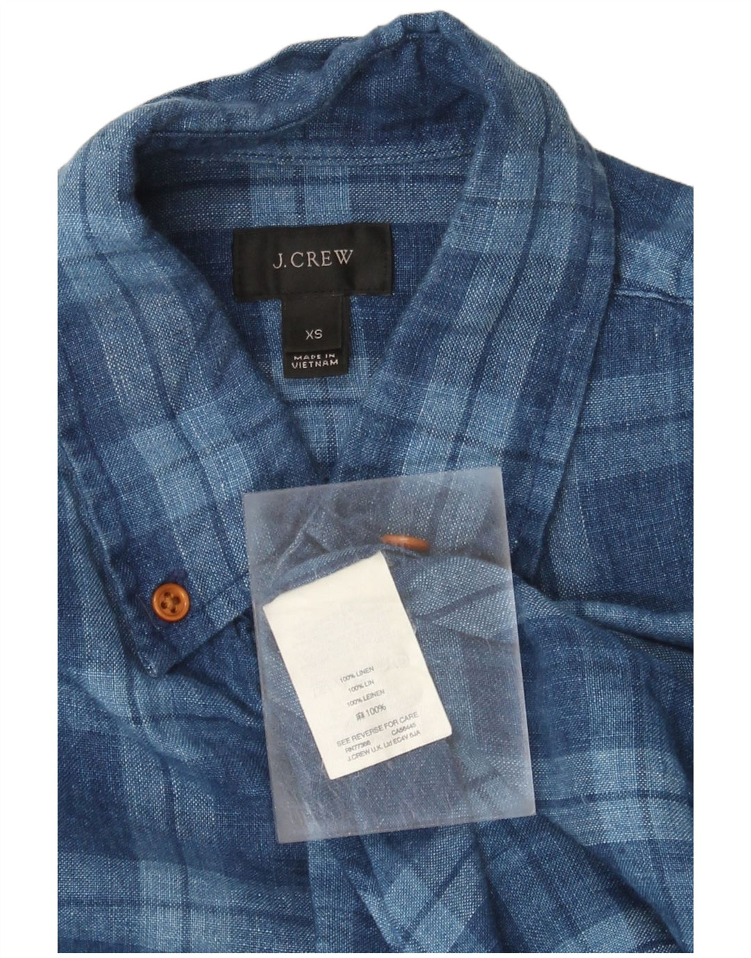 J. CREW Mens Short Sleeve Shirt XS Blue Check Linen
