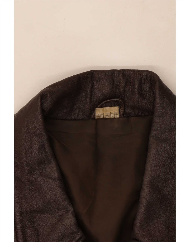 Vintage Womens Leather Jacket UK 20 2XL Brown