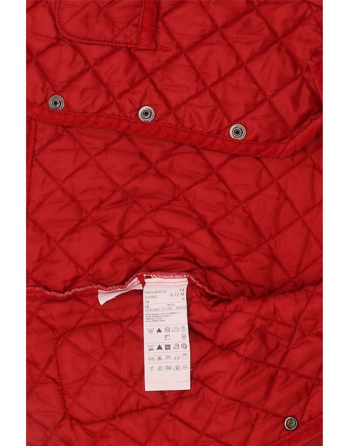 BENETTON Baby Girls Quilted Jacket 9-12 Months Red Polyamide