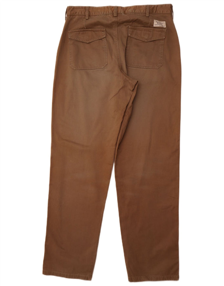 AVIREX Mens Straight Chino Trousers W34 L33 Brown Cotton