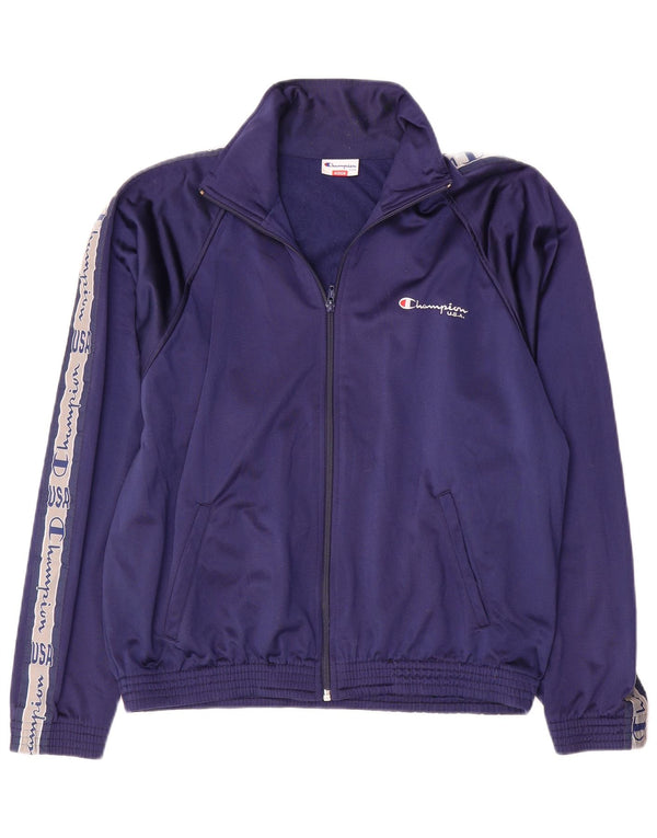 Champion Mens Graphic Tracksuit Top Jacket Medium Navy Blue Colourblock